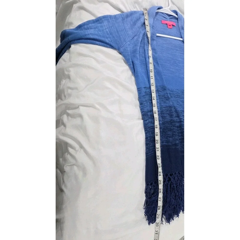 Lilly Pulitzer Womens Tatum Ombre Fringe Cardigan Sweater Size Xxs Blue Coastal‎